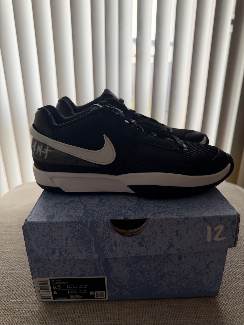 Nike JA 1 TB black white 6.5 men